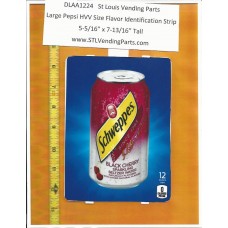 Large Pepsi HVV or High Visibility Vendor Size Soda Flavor Strip Schweppes Seltzer Water Black Cherry 12oz CAN