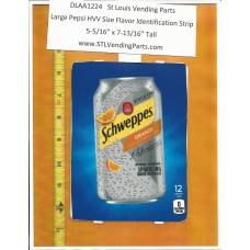 Large Pepsi HVV or High Visibility Vendor Size Soda Flavor Strip Schweppes Seltzer Water Orange 12oz CAN