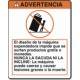 STICKER WARNING DO NOT Tip or Rock El diseno de la maquina In Spanish / Mexican